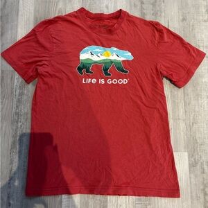 Life Is Good Brick Red Crew Neck Graphic Tee